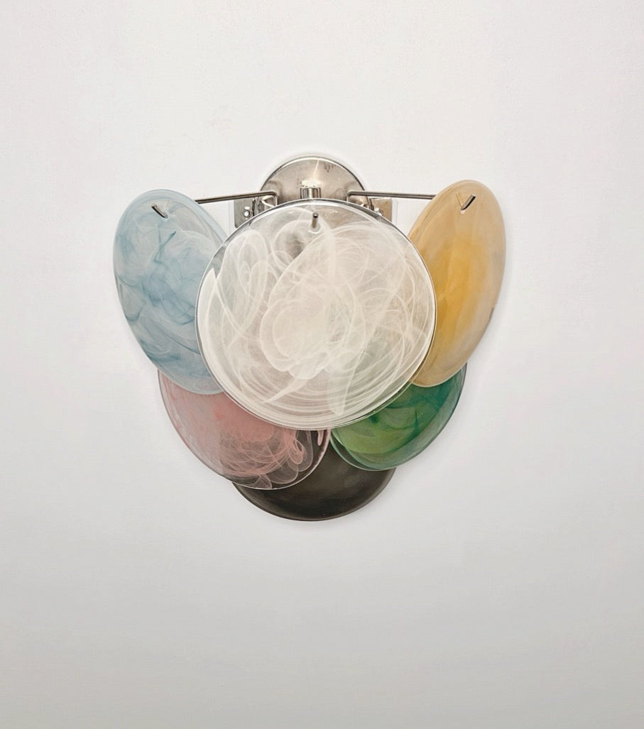 Murano Wall Lamp – 6 Multicoloured Alabaster Disc Glass – Set of 2 – detail 8 – Murano Classics