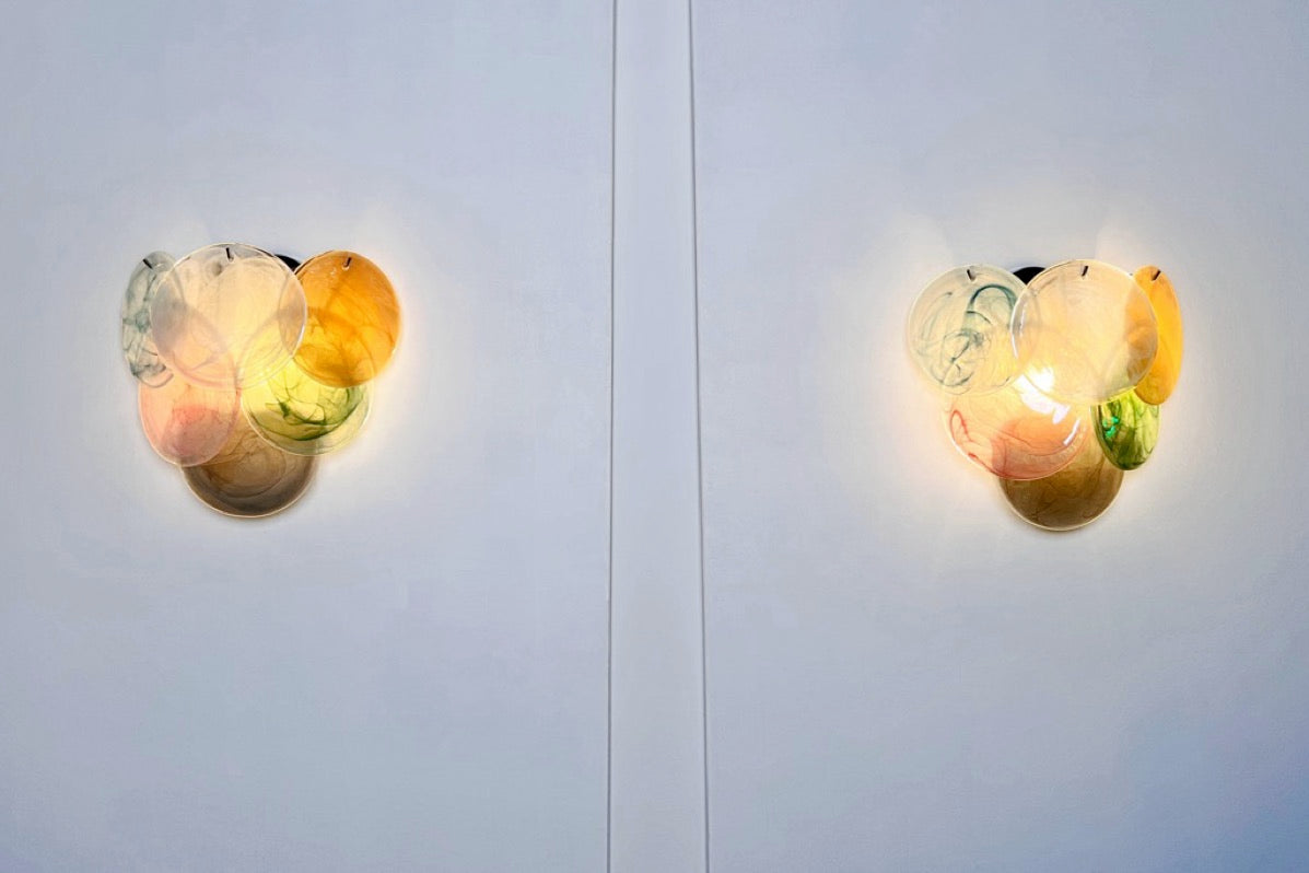 Murano Wall Lamp – 6 Multicoloured Alabaster Disc Glass – Set of 2 – detail 7 – Murano Classics