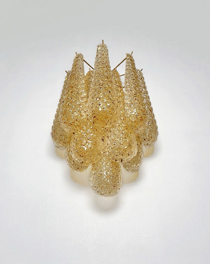 Murano Vegglampe | 10 Klare Gule Gull Dråpeglass | 1 par