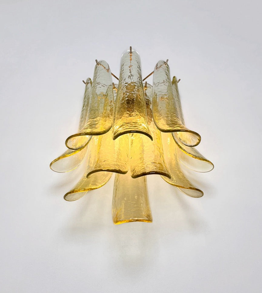 Murano Wandlampe – 10 Grün-Gold Blütenblattglas – 2er-Set – Detail 3 – Murano Classics