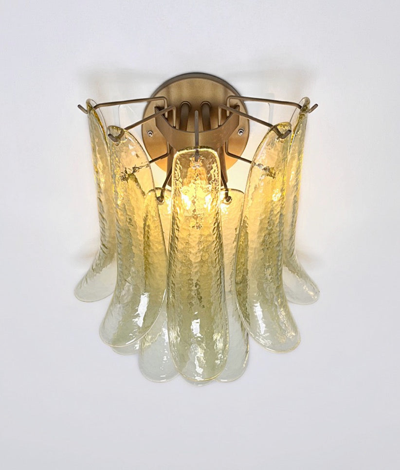 Murano Wandlampe – 10 Grün-Gold Blütenblattglas – 2er-Set – Detail 2 – Murano Classics