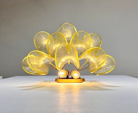 Murano Vegglampe | 10 Grønne Gull Konglebladglass | 1 par