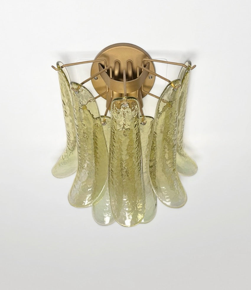Murano Wandlampe – 10 Grün-Gold Blütenblattglas – 2er-Set – Detail 8 – Murano Classics