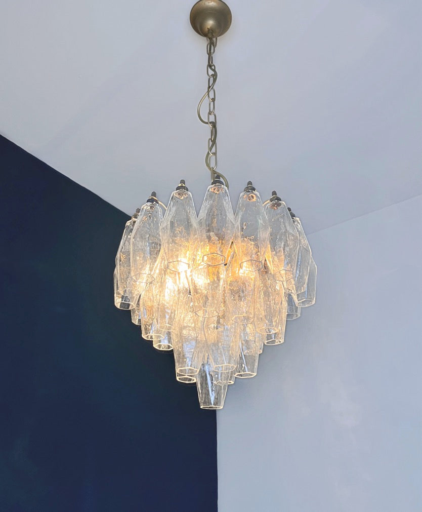 Murano Chandelier – 32 Clear Poliedri Glass – detail 4 – Murano Classics