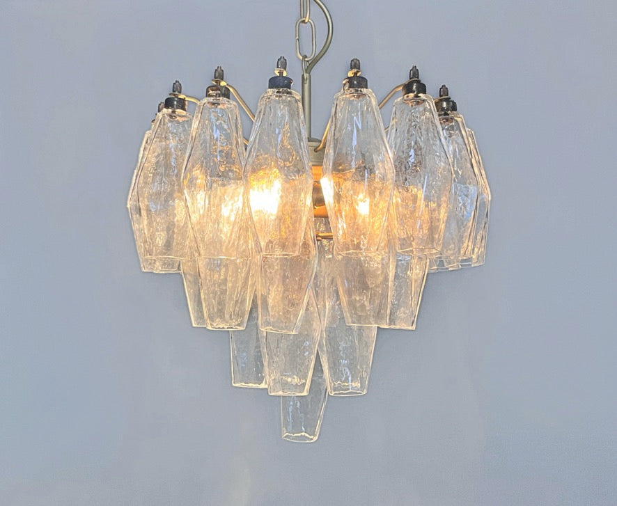 Murano Chandelier – 32 Clear Poliedri Glass – detail 3 – Murano Classics