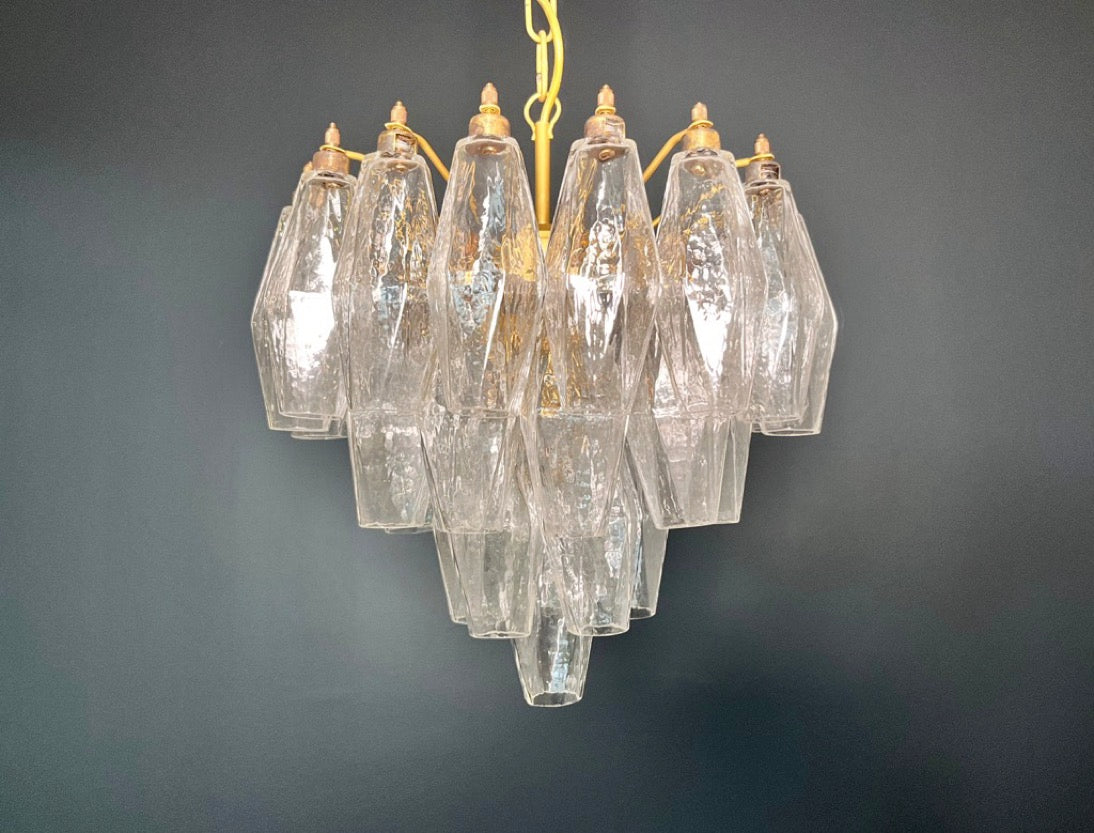 Murano Lysekrone | Klare Gull Poliedriglass