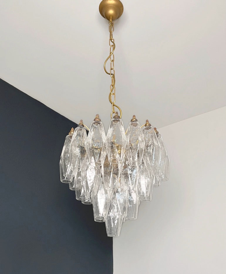 Murano Chandelier – 32 Clear Poliedri Glass – detail 10 – Murano Classics