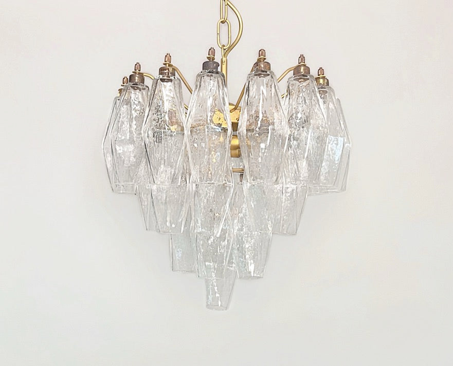 Murano Lysekrone | Klare Gull Poliedriglass