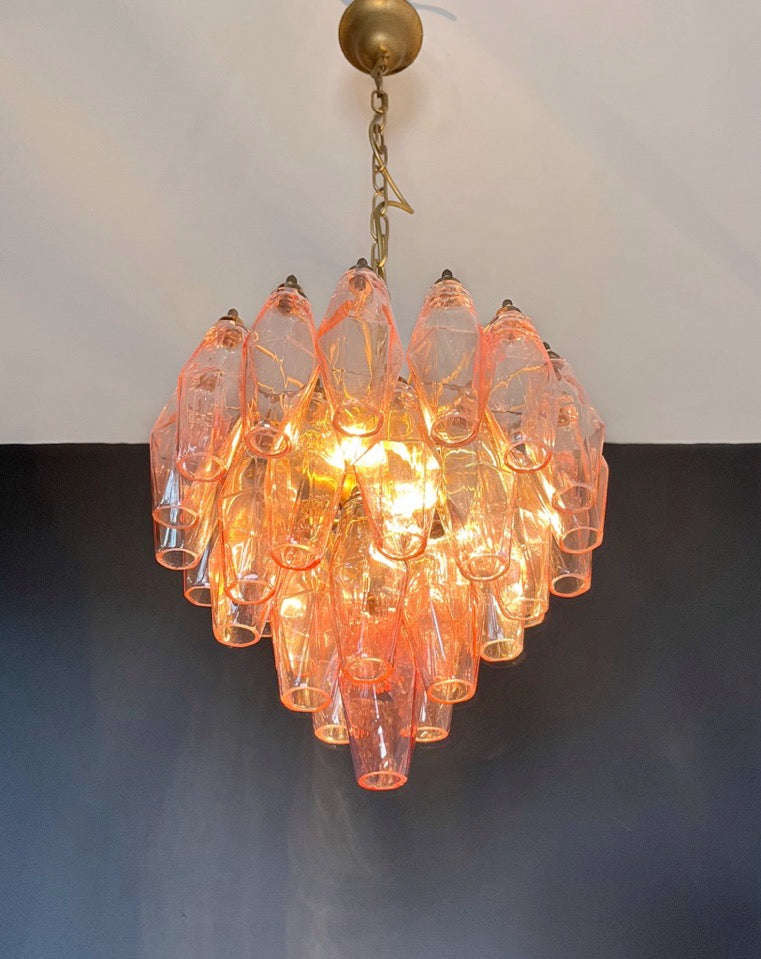 Murano Lysekrone | Rosa Gull Poliedriglass