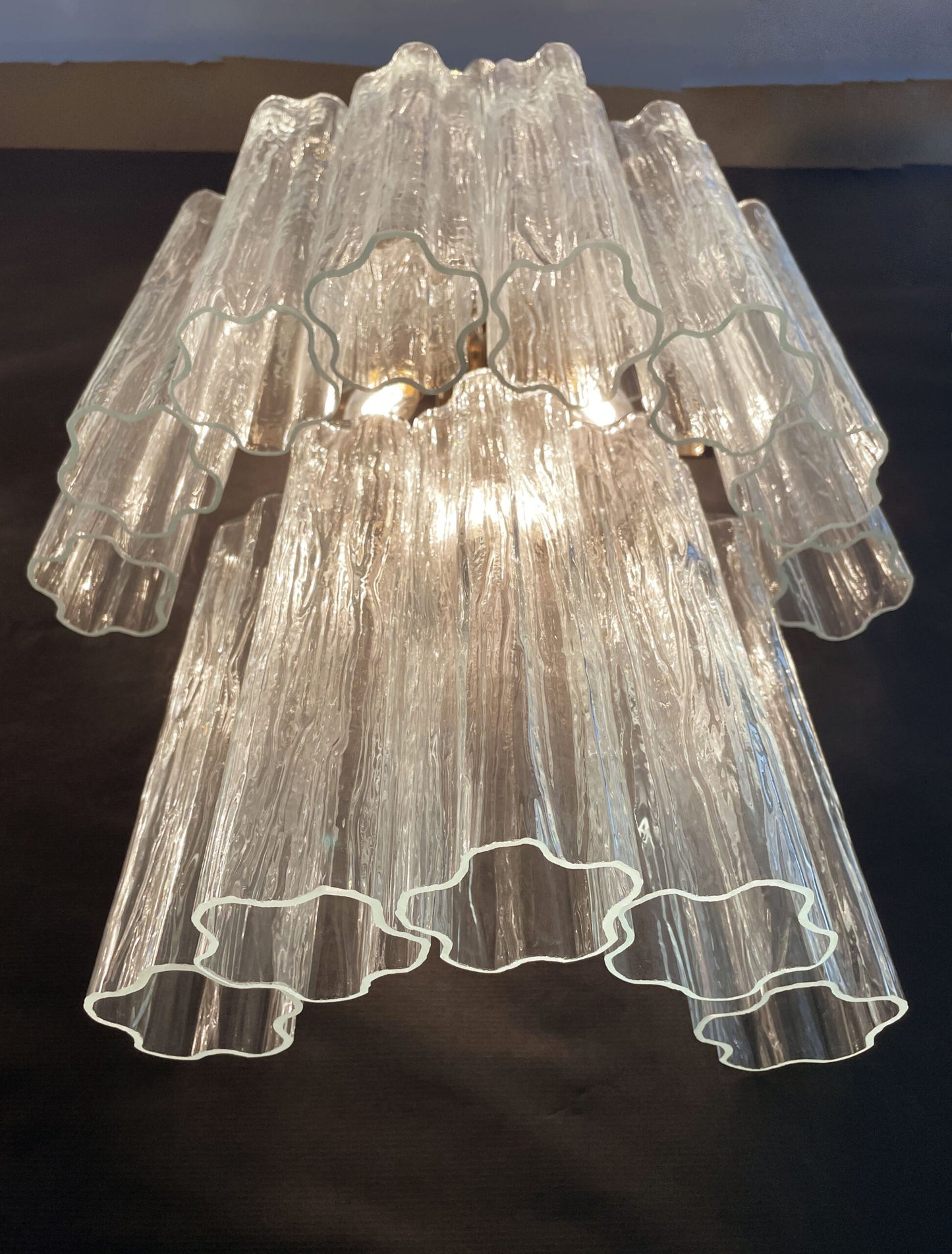 Murano Vegglampe | 18 Klare Prismeglass | 1 par