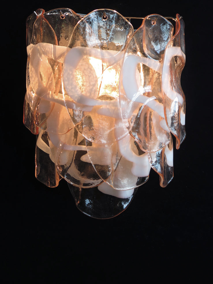 Murano Vegglampe | 10 Rosa Crostoliglass | 1 par