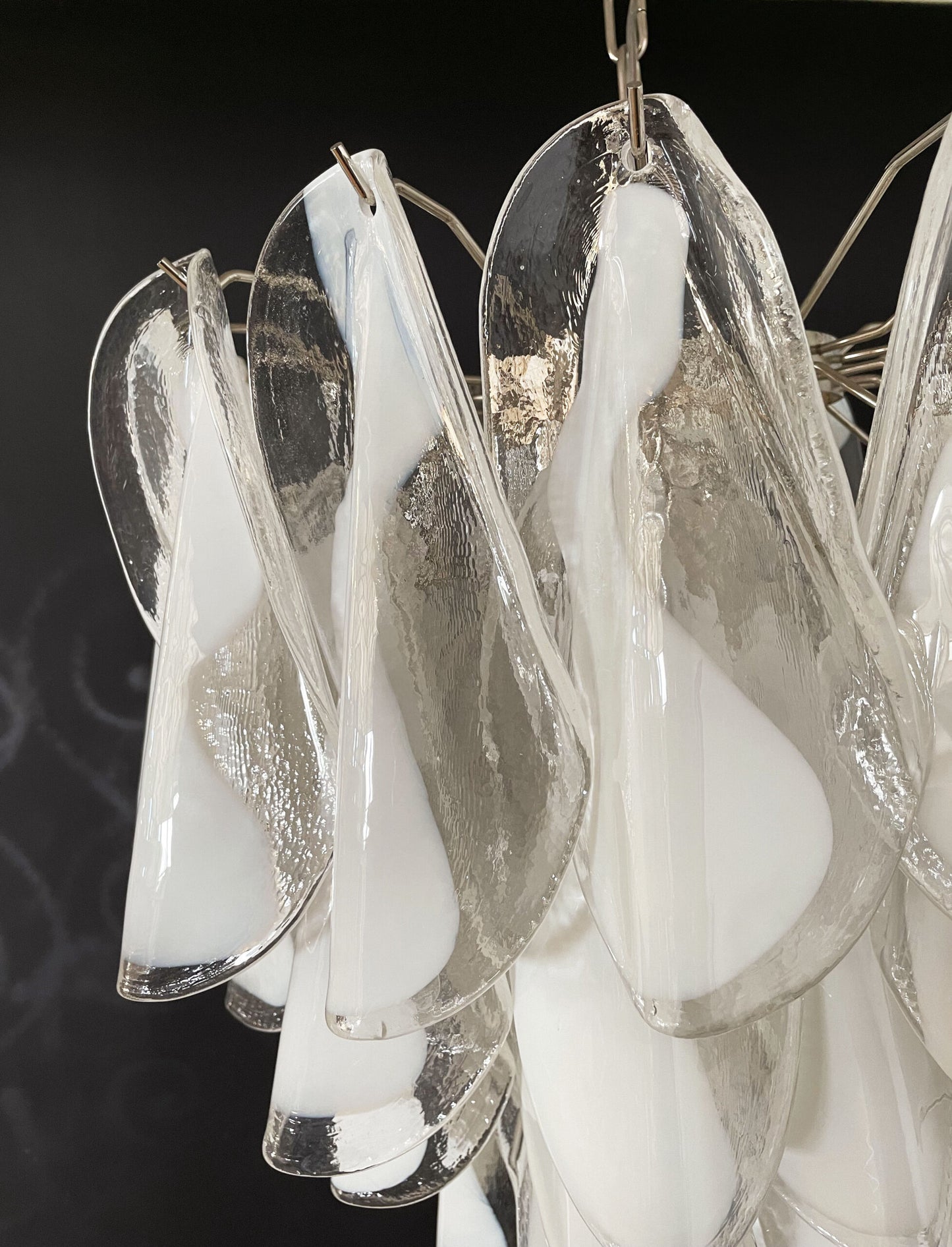 Murano Lysekrone | 41 Hvite Rondiniglass