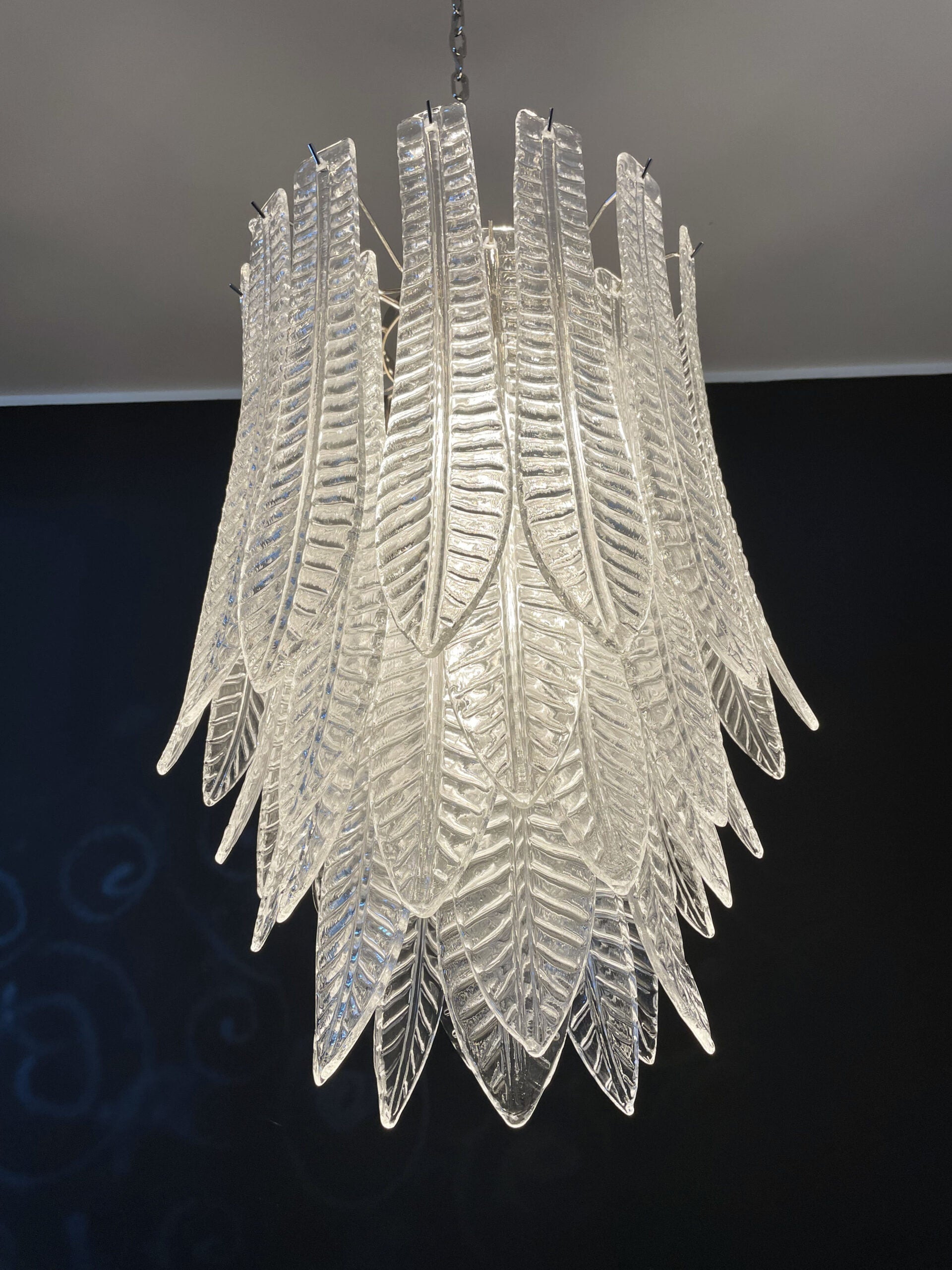 Murano Chandelier – 41 Clear Felci Glass – detail 9 – Murano Classics