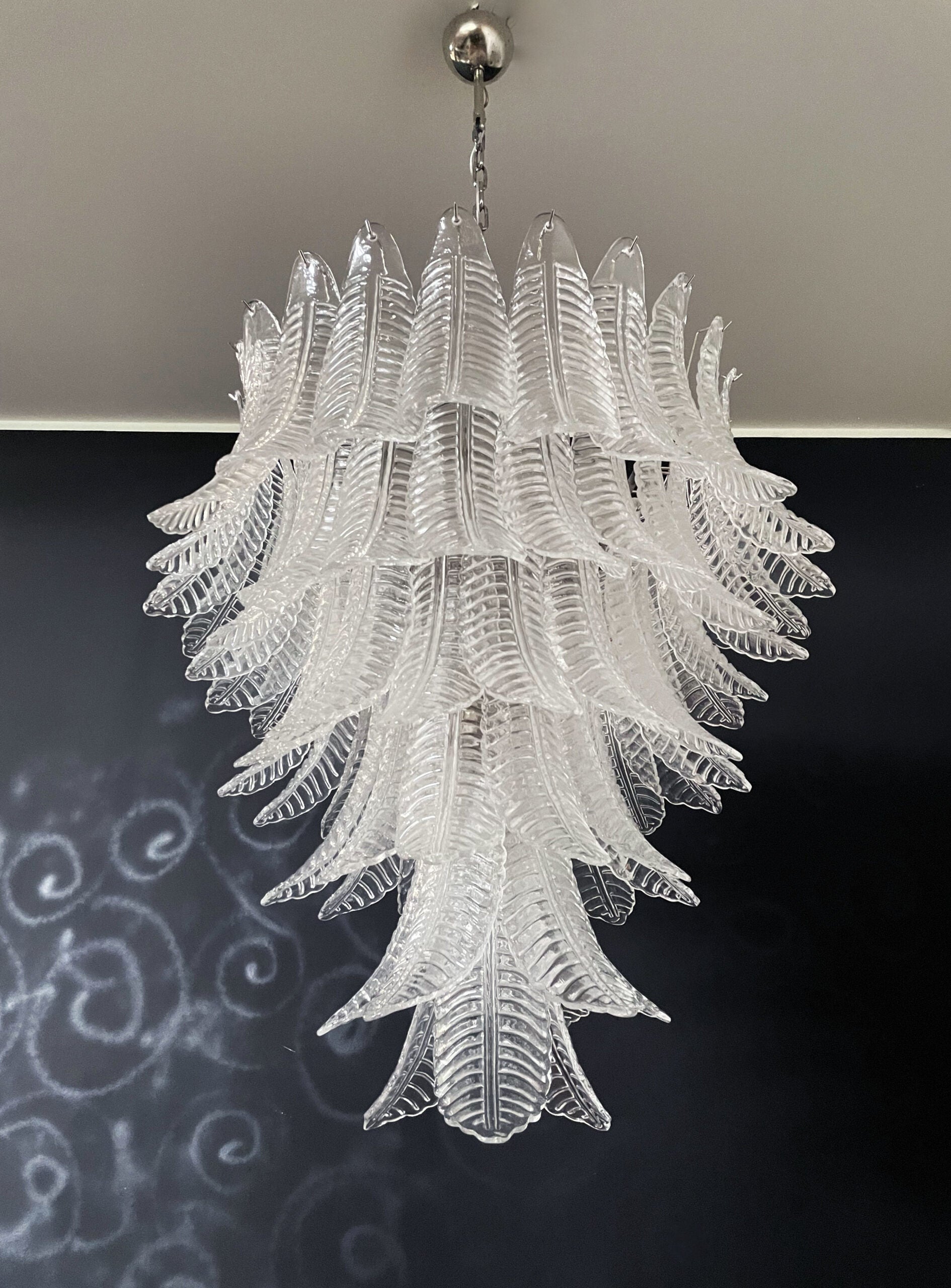 Murano Chandelier – 75 Clear Felci Glass – detail 7 – Murano Classics