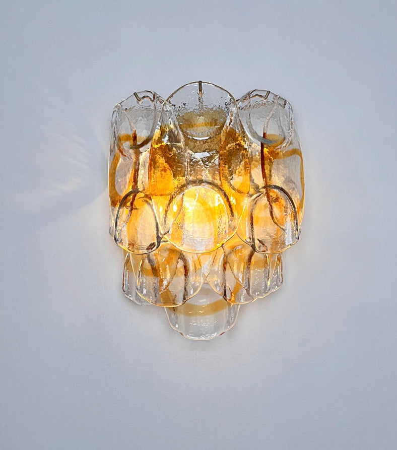 Murano Vegglampe | 10 Hvite Crostoliglass | 1 par
