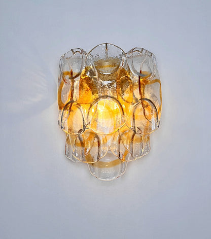 Murano Vegglampe | 10 Hvite Crostoliglass | 1 par