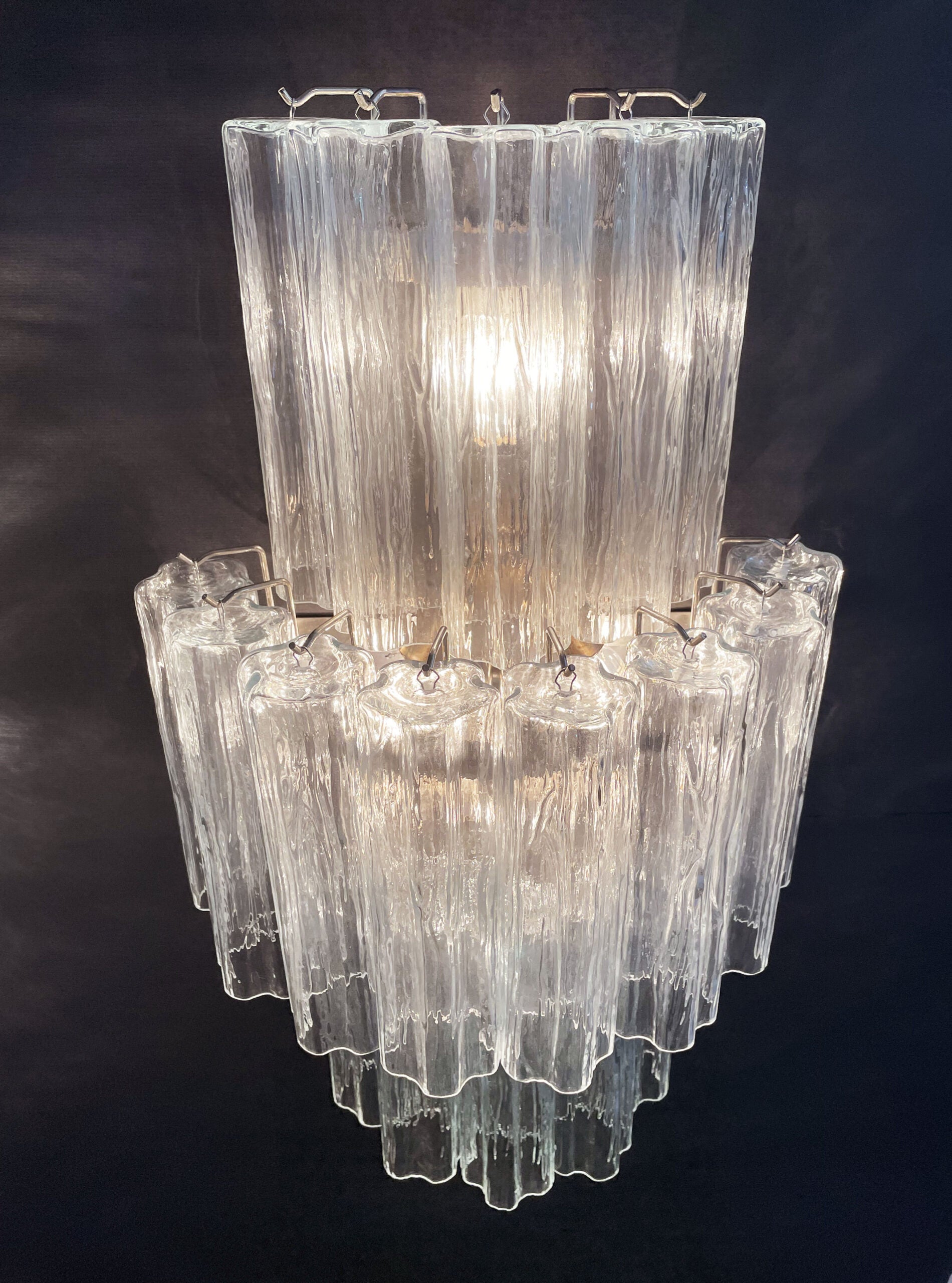 Murano Vegglampe | 18 Klare Prismeglass | 1 par
