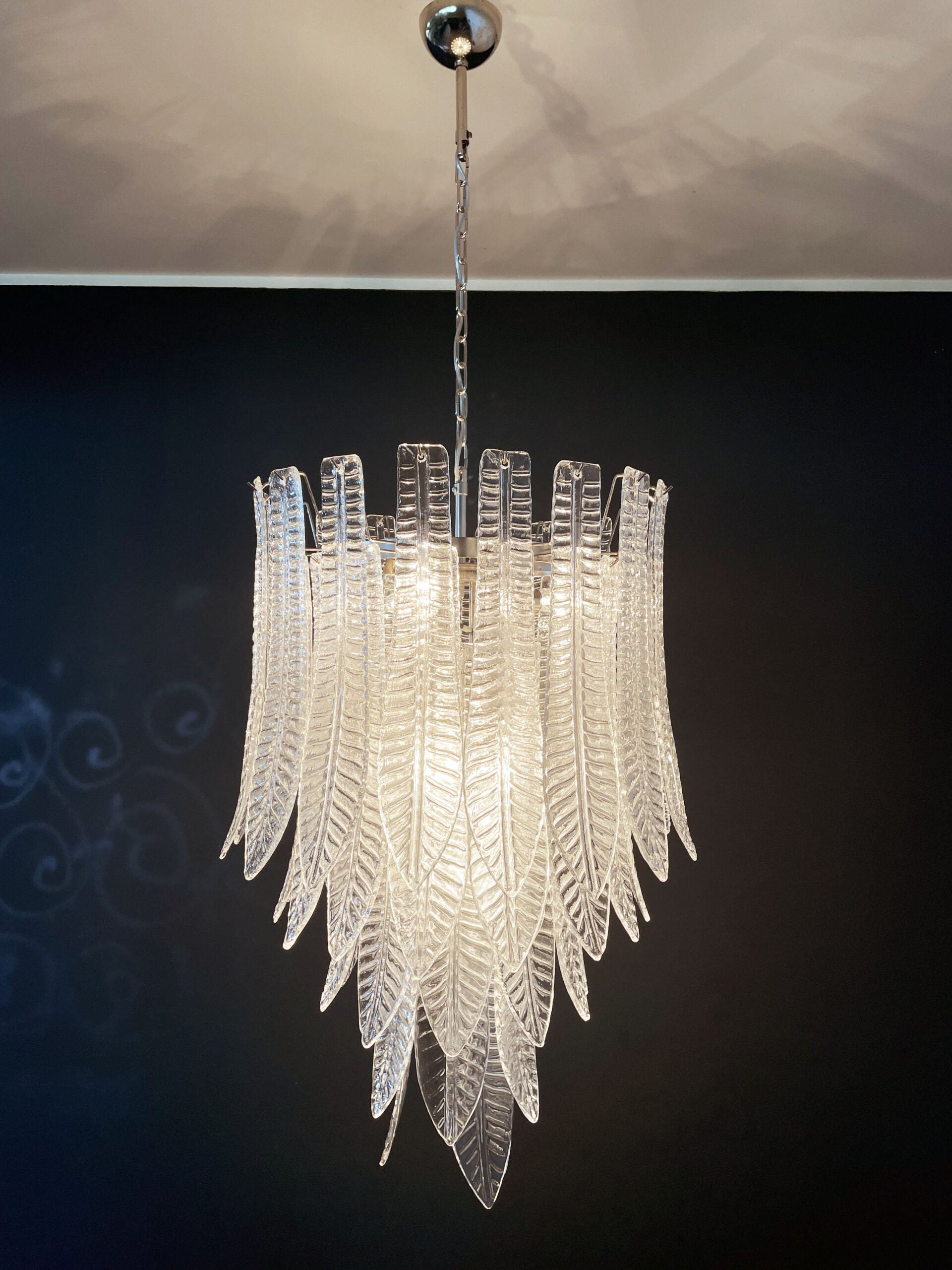 Murano Chandelier – 52 Clear Felci Glass – detail 10 – Murano Classics