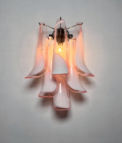 Murano Vegglampe | Rosa Lattimo Konglebladglass | 1 par