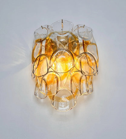 Murano Vegglampe | 10 Hvite Crostoliglass | 1 par