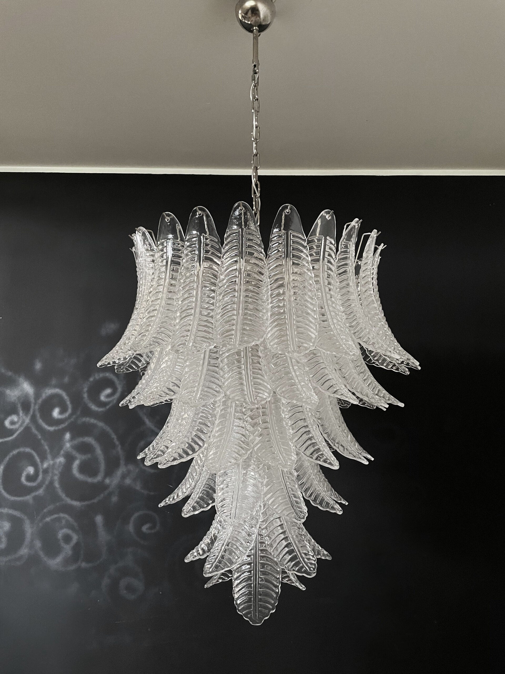 Murano Chandelier – 75 Clear Felci Glass – detail 9 – Murano Classics