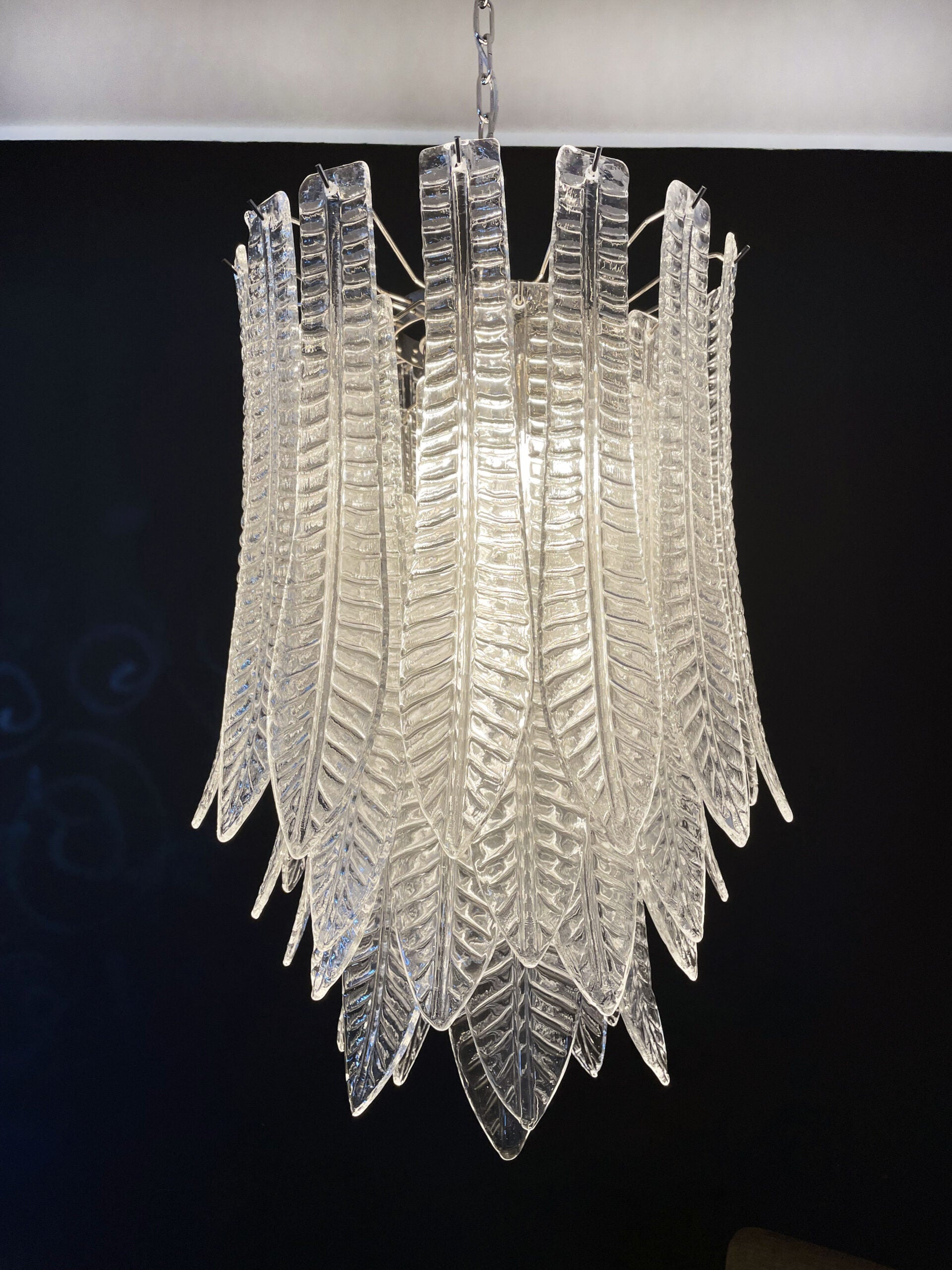 Murano Chandelier – 41 Clear Felci Glass – detail 10 – Murano Classics