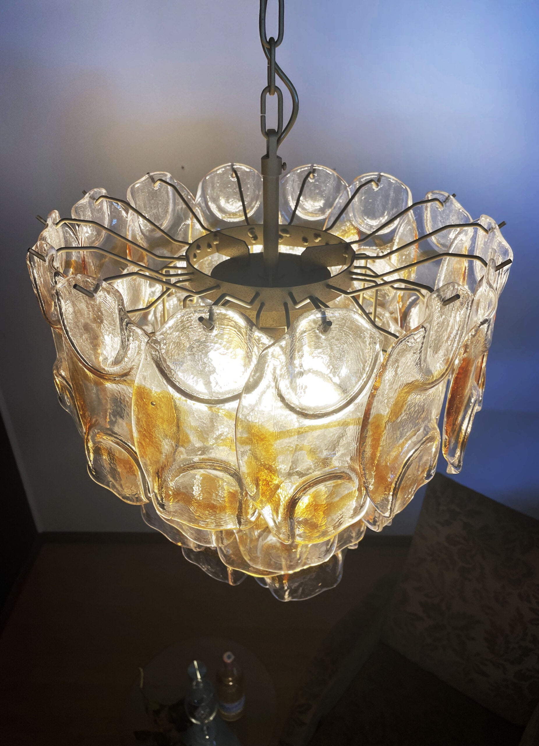 Lustre Murano – 41 Verres Crostoli Jaunes – détail 11 – Murano Classics