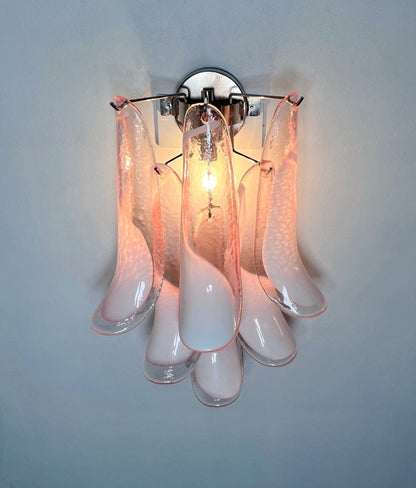 Murano Vegglampe | Rosa Lattimo Konglebladglass | 1 par