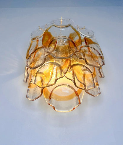 Murano Vegglampe | 10 Hvite Crostoliglass | 1 par