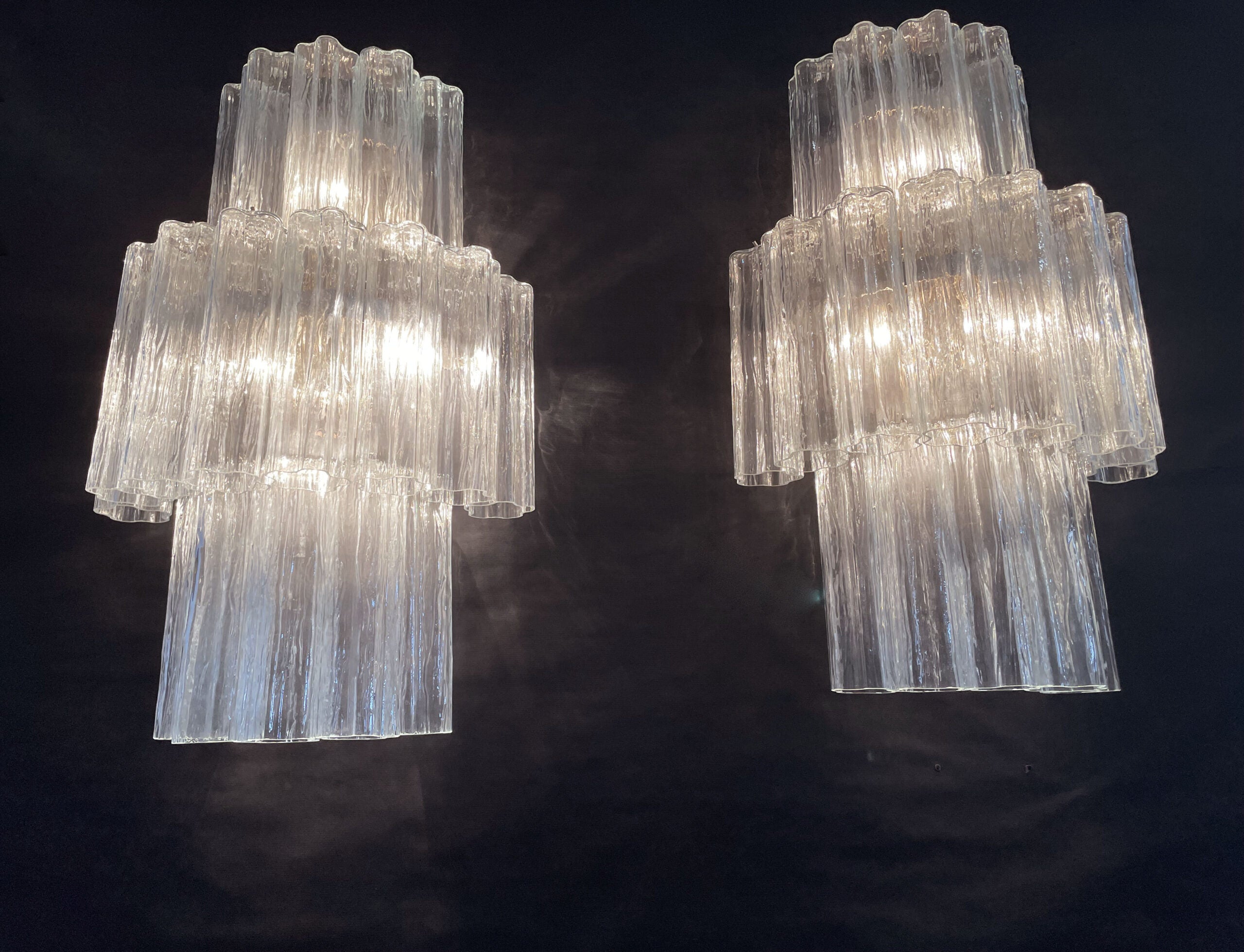 Murano Vegglampe | 18 Klare Prismeglass | 1 par