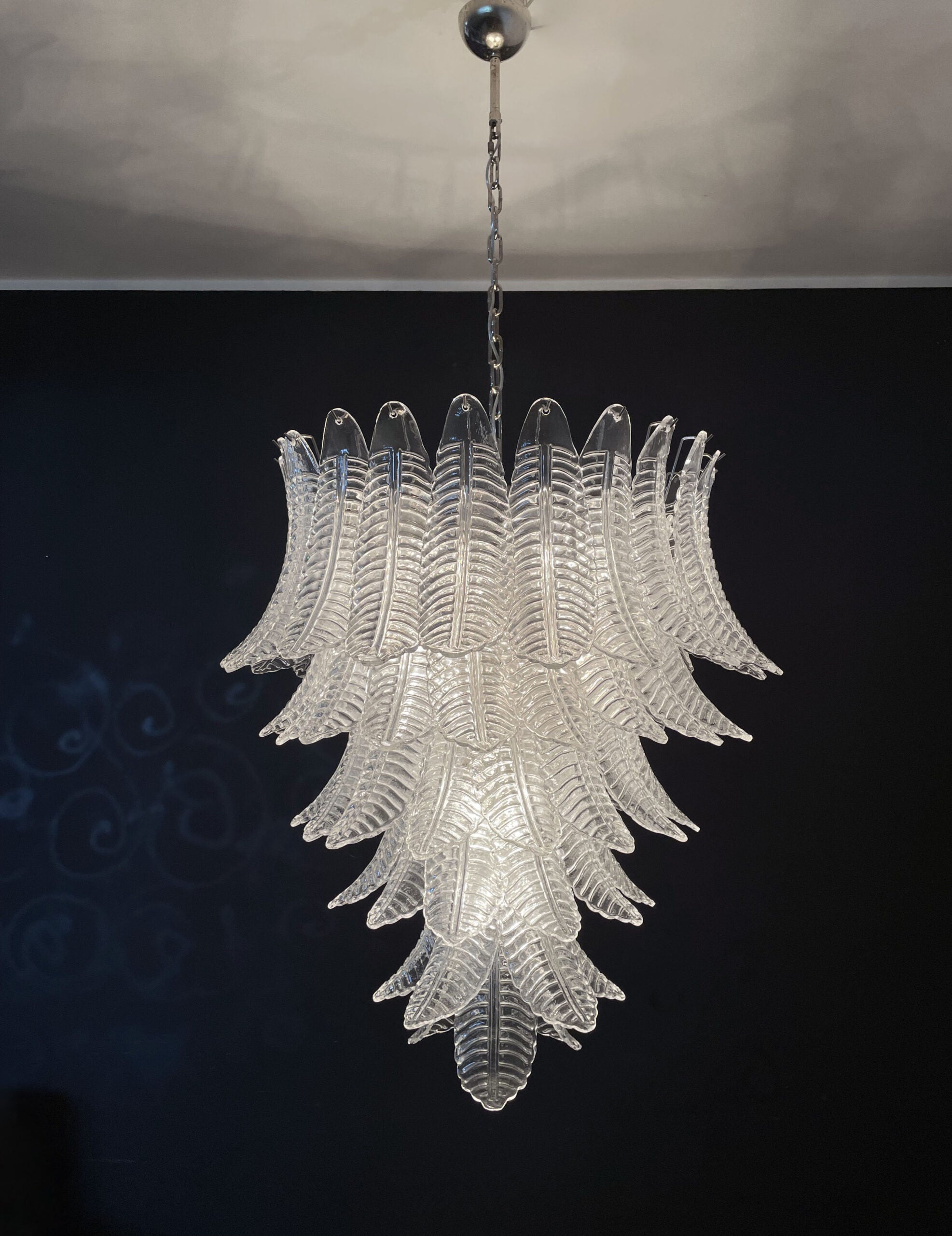 Murano Chandelier – 75 Clear Felci Glass – detail 10 – Murano Classics