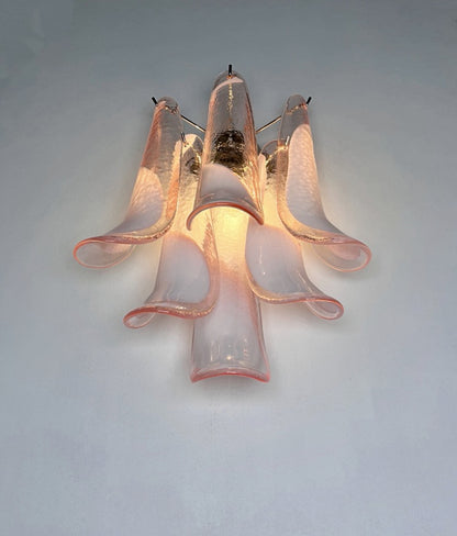 Murano Vegglampe | Rosa Lattimo Konglebladglass | 1 par