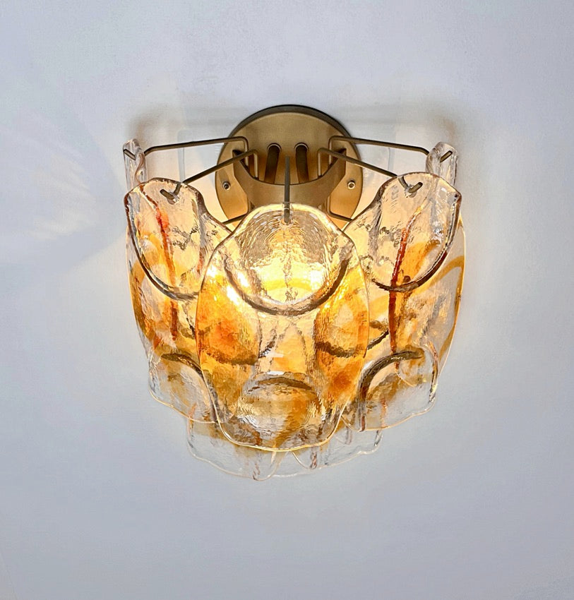 Murano Vegglampe | 10 Hvite Crostoliglass | 1 par