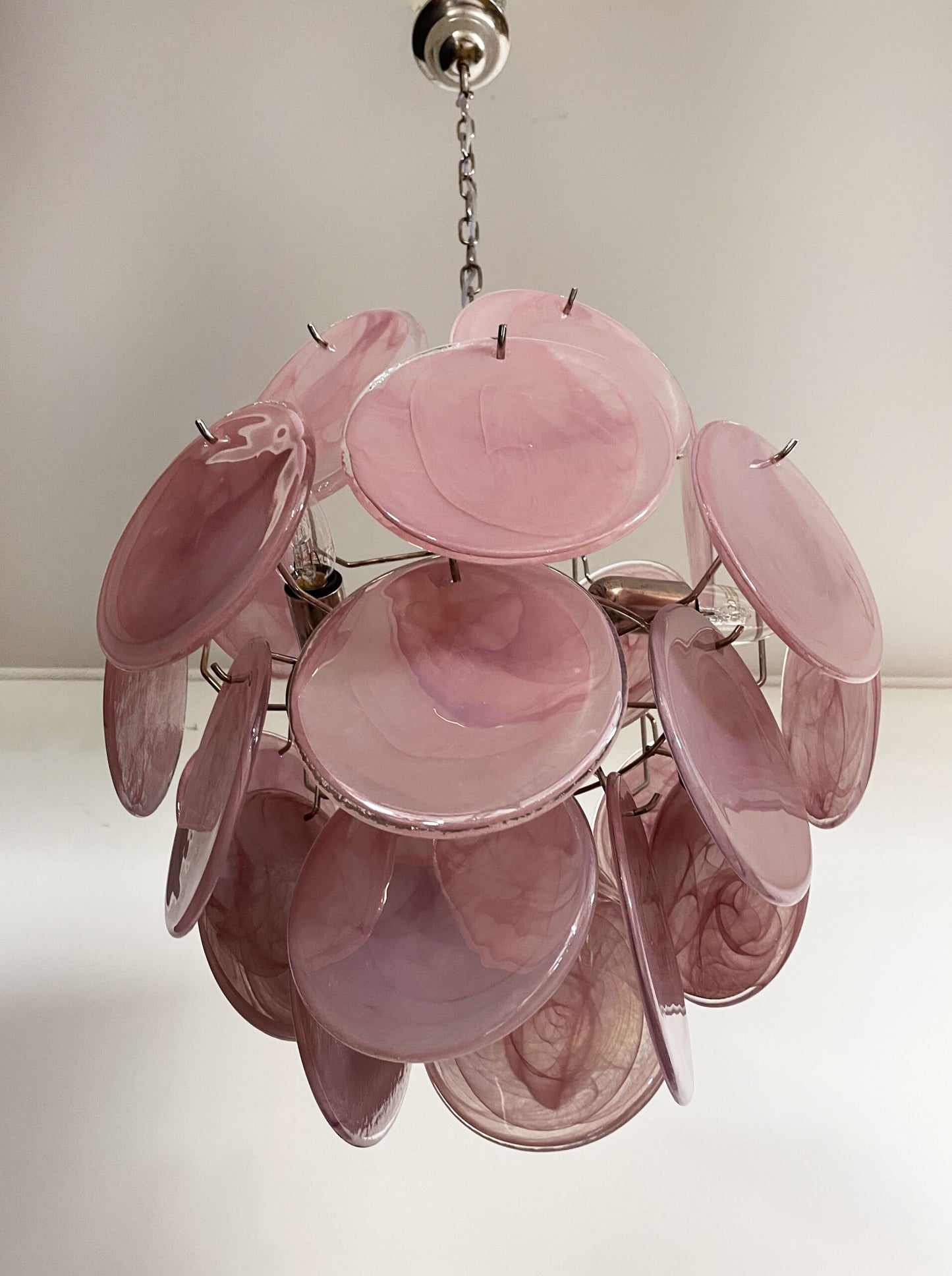 Murano Lysekrone | 24 Rosa Glassdisker