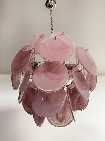 Murano Lysekrone | 24 Rosa Glassdisker