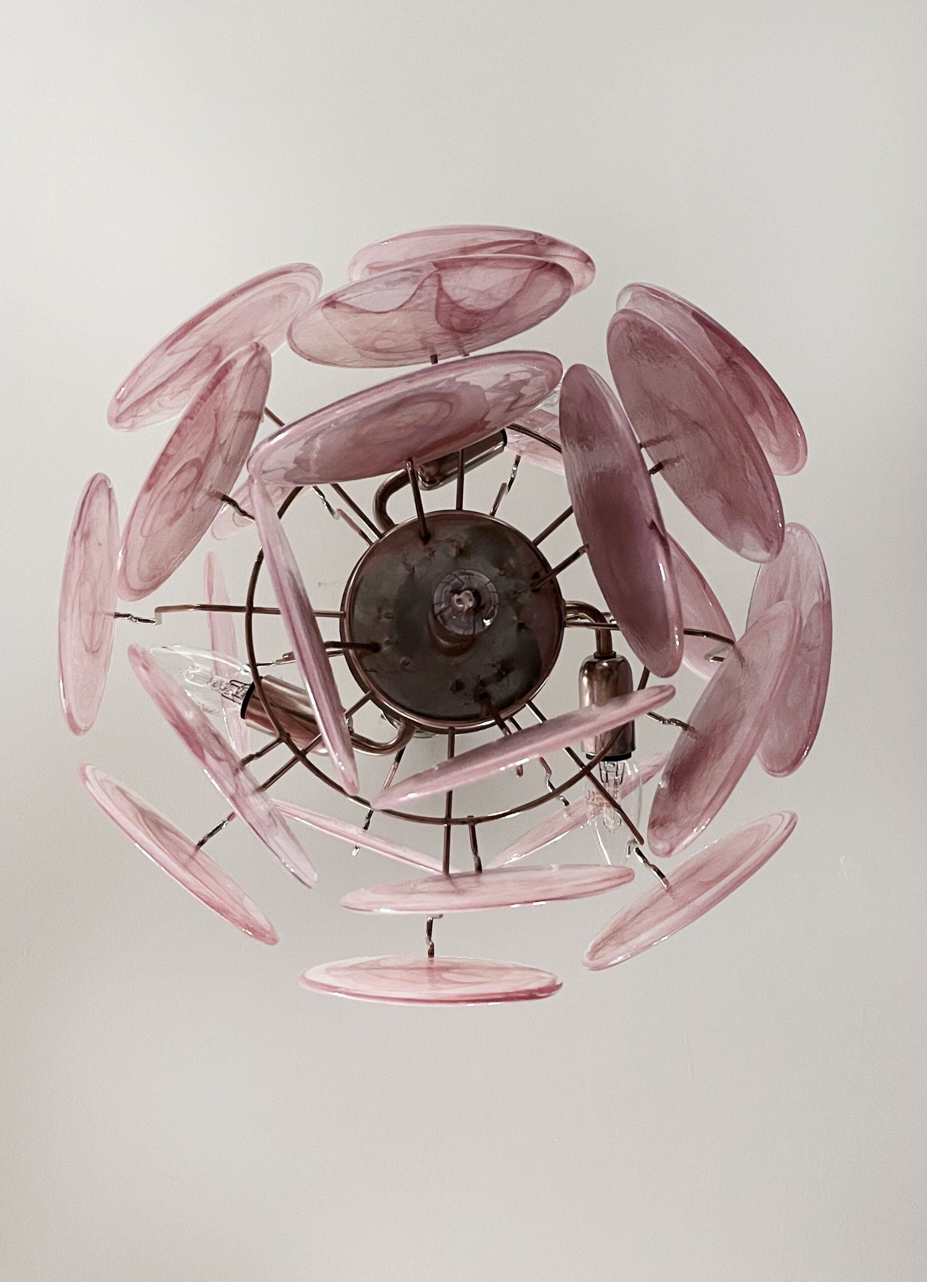 Murano Lysekrone | 24 Rosa Glassdisker