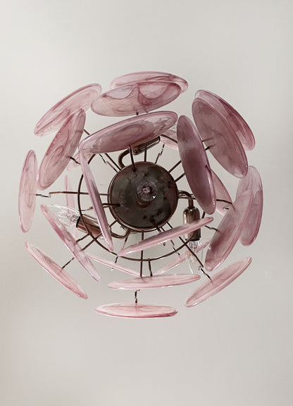 Murano Lysekrone | 24 Rosa Glassdisker