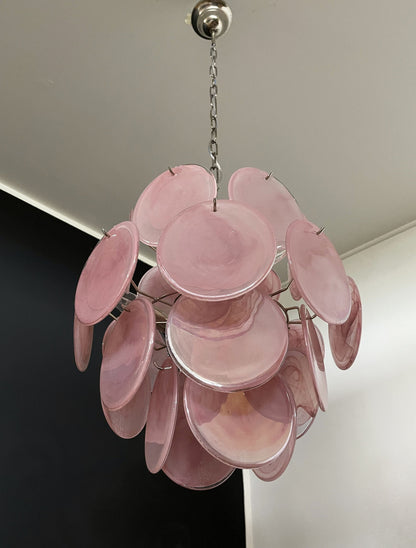 Murano Lysekrone | 24 Rosa Glassdisker