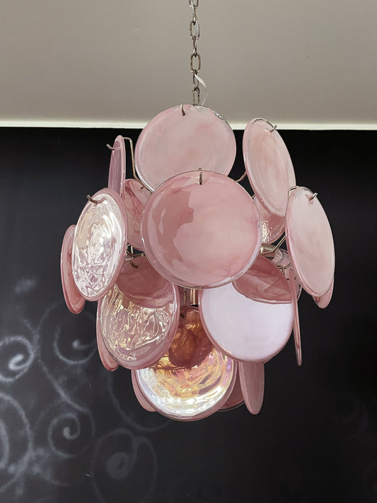 Murano Lysekrone | 24 Rosa Glassdisker