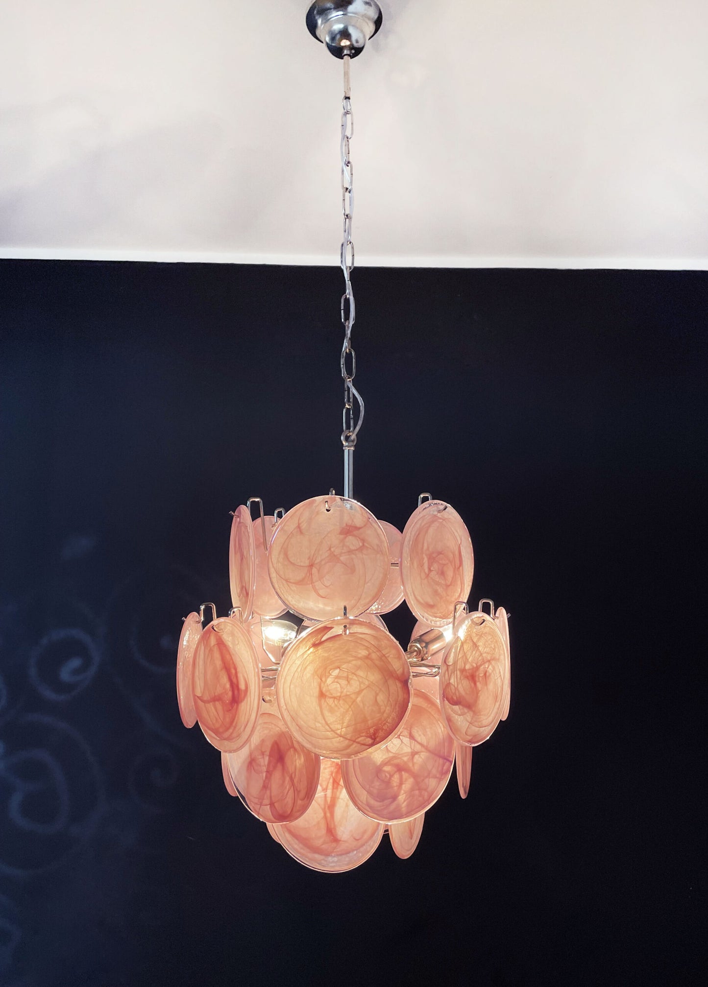 Murano Lysekrone | 24 Rosa Glassdisker