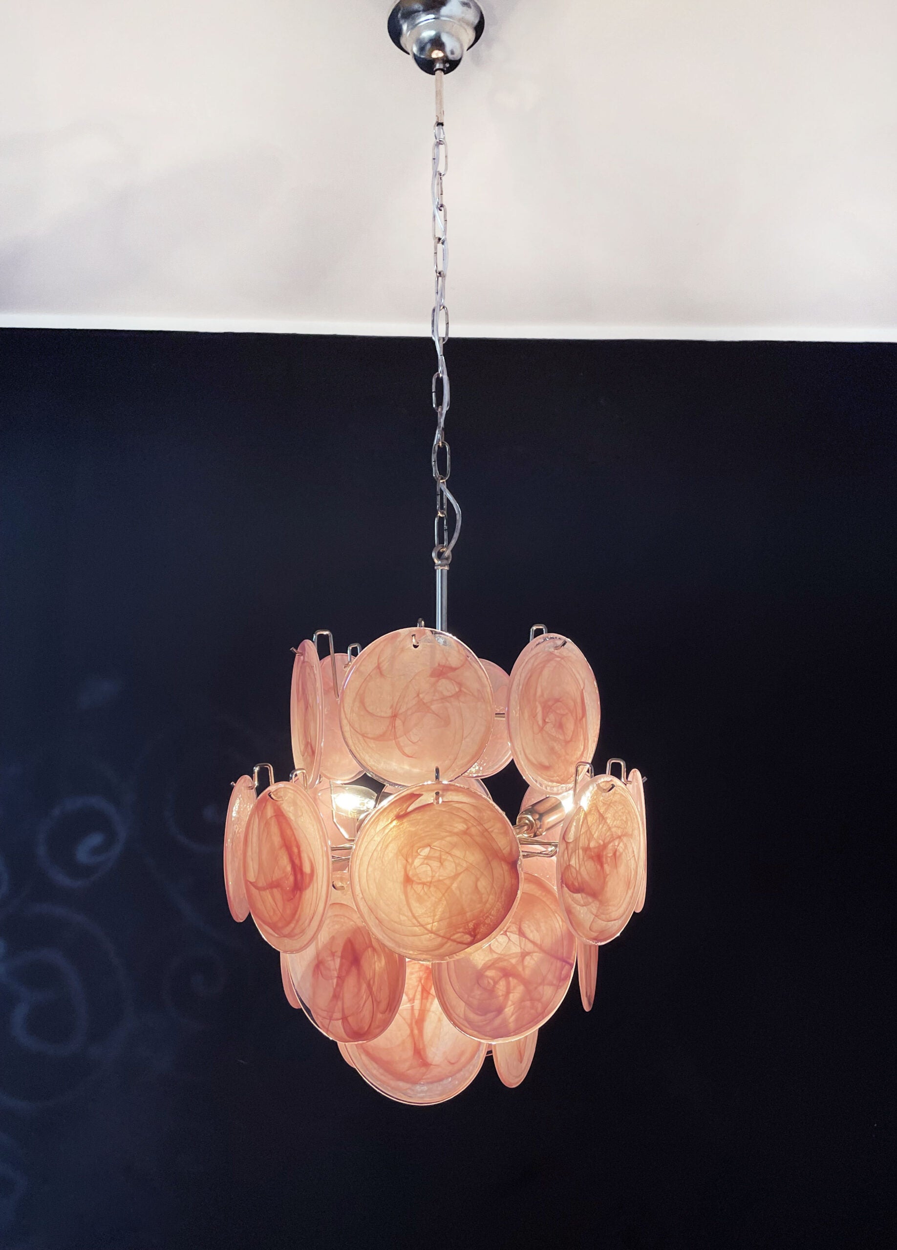 Murano Lysekrone | 24 Rosa Glassdisker