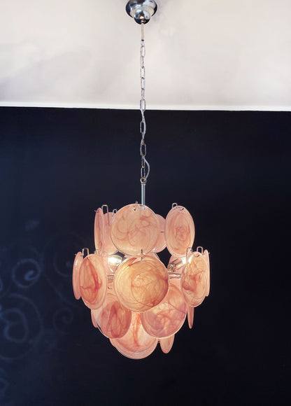 Murano Lysekrone | 24 Rosa Glassdisker