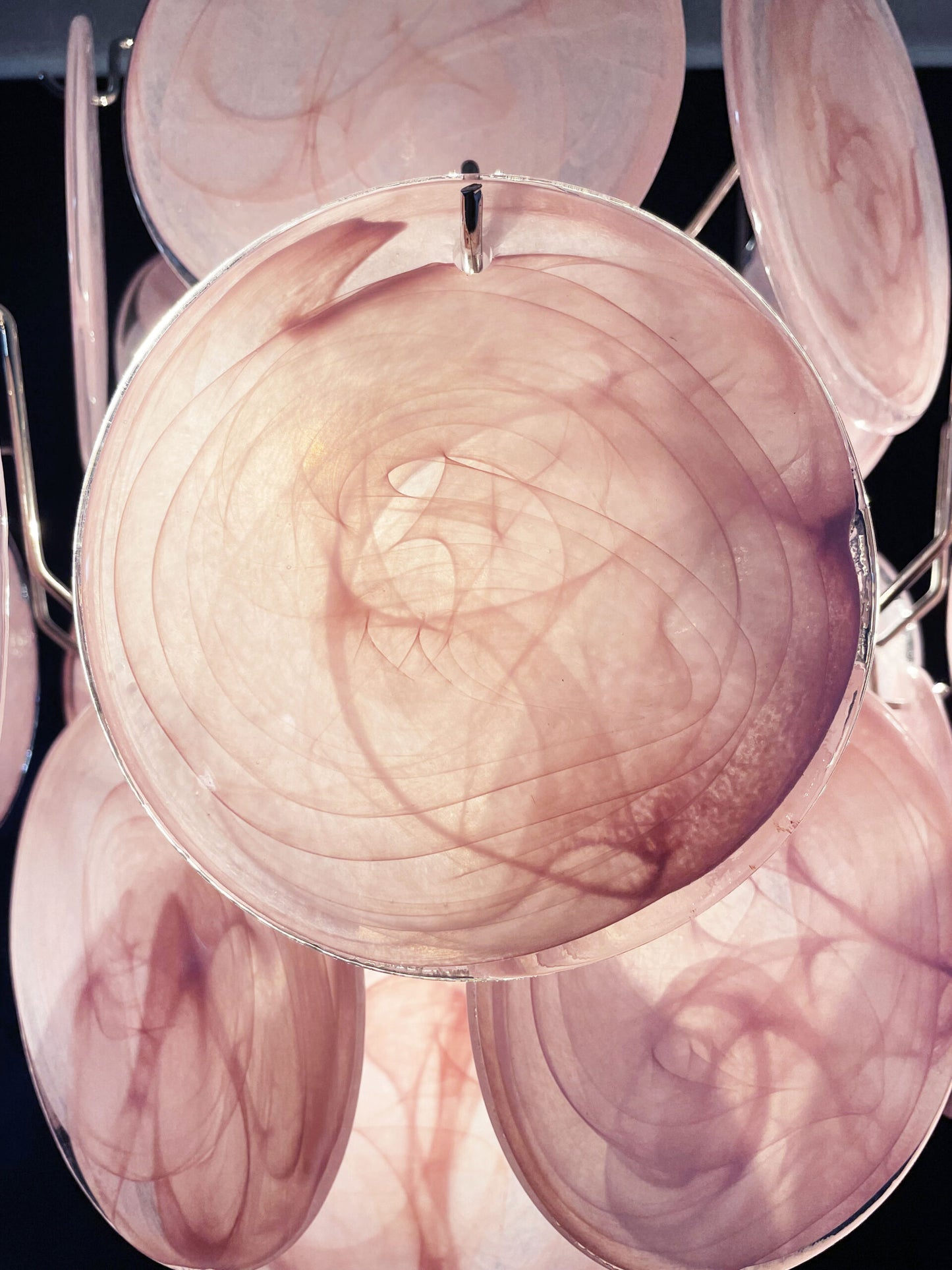 Murano Lysekrone | 24 Rosa Glassdisker