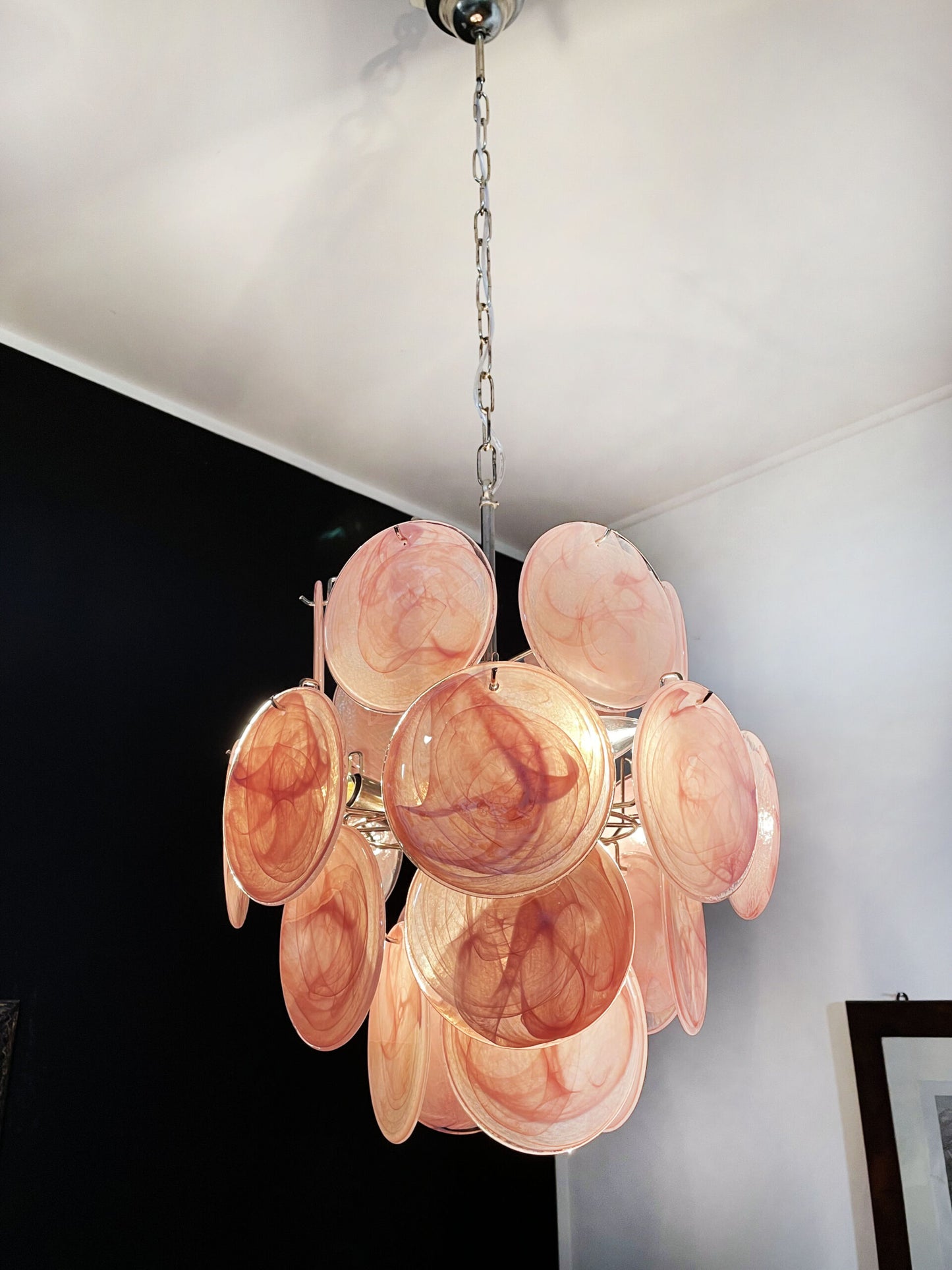 Murano Lysekrone | 24 Rosa Glassdisker