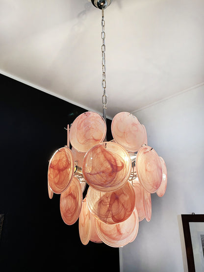 Murano Lysekrone | 24 Rosa Glassdisker