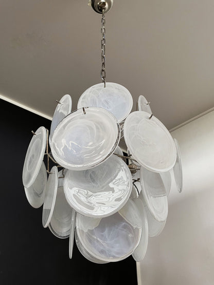 Murano Lysekrone | 24 Hvite Glassdisker
