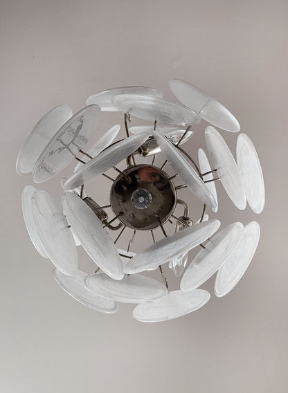 Murano Lysekrone | 24 Hvite Glassdisker