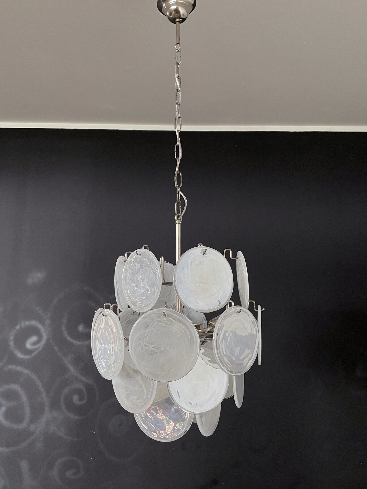 Murano Lysekrone | 24 Hvite Glassdisker