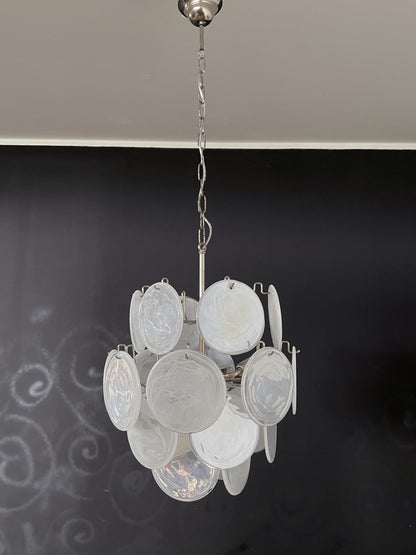 Murano Lysekrone | 24 Hvite Glassdisker