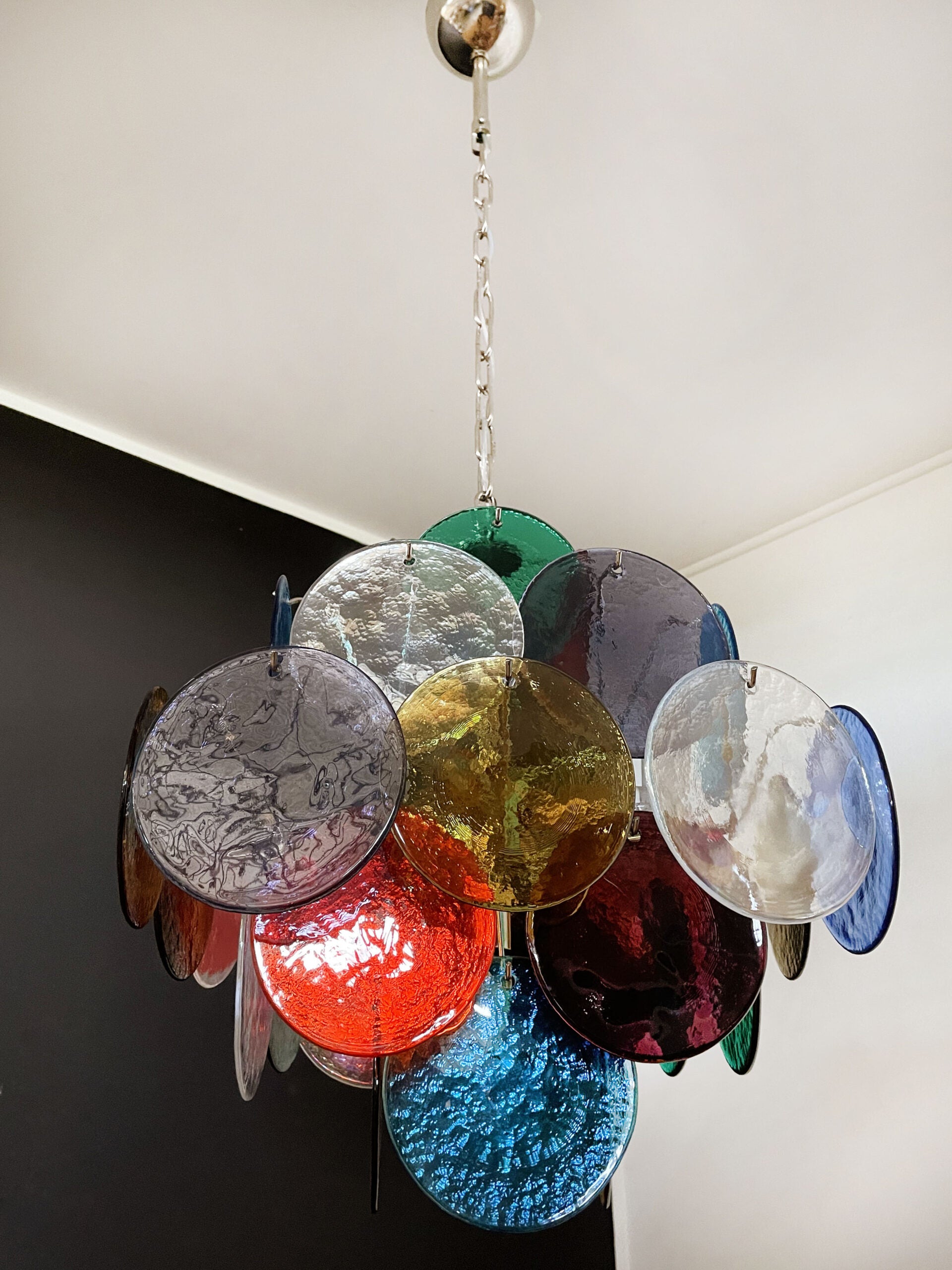 Murano Chandelier – 36 Multicoloured Disc Glass Elements – detail 8 – Murano Classics